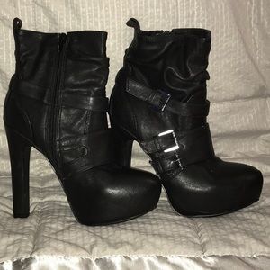 Guess platform toe bootie heels